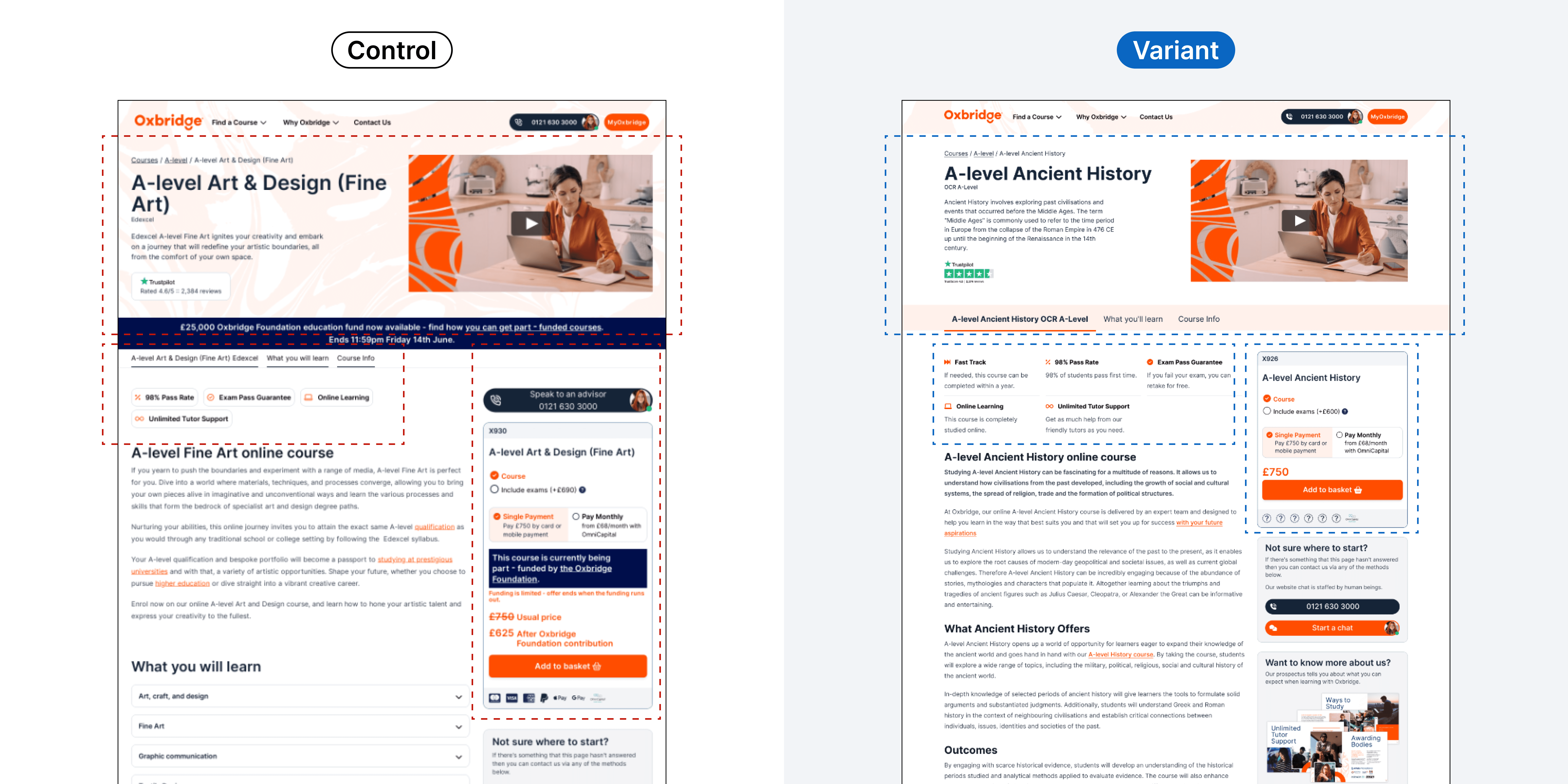 Course page: above the fold
